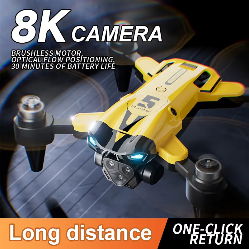 CONUSEA M5 Drohne Professional 8K mit drei Kameras, Hindernisvermeidung, optischer Flusspositionierung und bürstenlosem Motor in Gelb - Bild 3