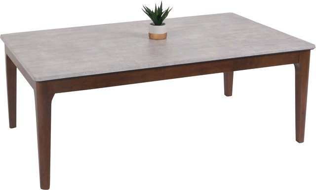 Couchtisch MCW M55 in Beton-Optik mit braunen Beinen, B/T/H: 120 x 46 x 70 cm - Bild 1