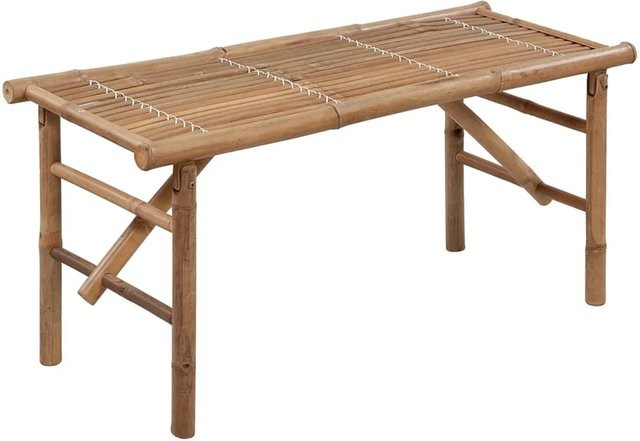 vidaXL Klappbare Gartenbank aus Bambus mit Auflage in Grau, B/T/H: 118 x 38 x 45 cm - Bild 1