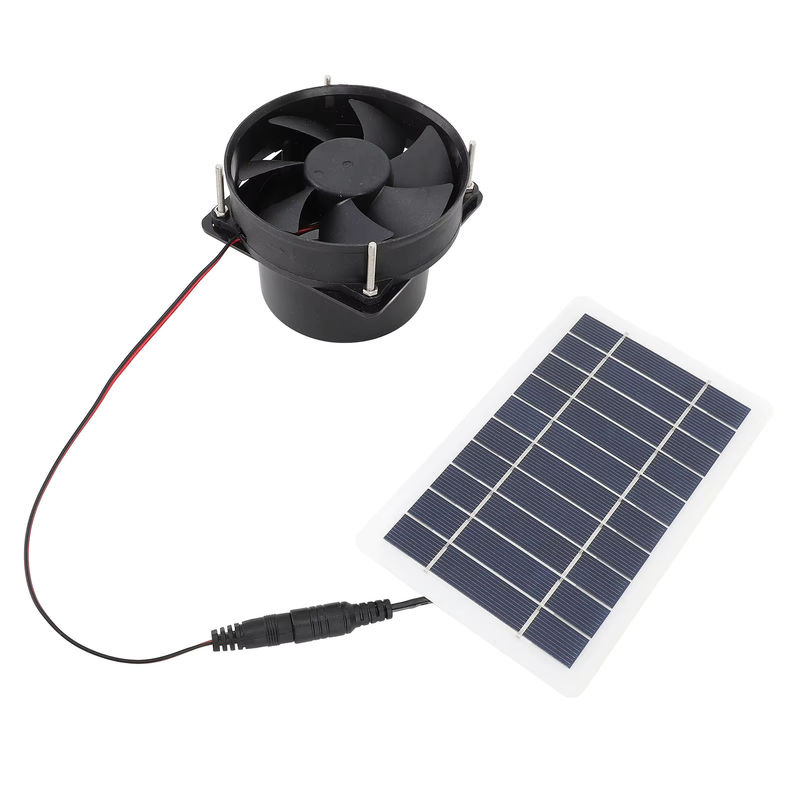 DOACT Solarpanel-Ventilator-Set mit 10 W monokristallinem Silizium in Schwarz für Tierhäuser und Gewächshäuser - Bild 5