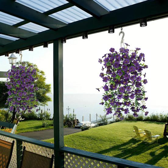 Bluelans Hängende Künstliche Veilchenblume aus Kunstseide UV-beständig für Hochzeitsdeko und Party - Bild 2