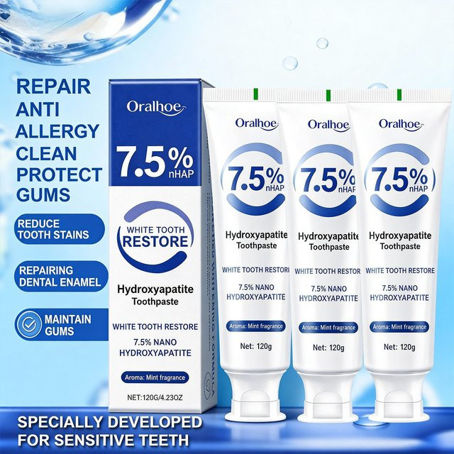Oralhoe Zahnpasta mit 7,5% Hydroxyapatit, für empfindliche Zähne, Unisex - Bild 1