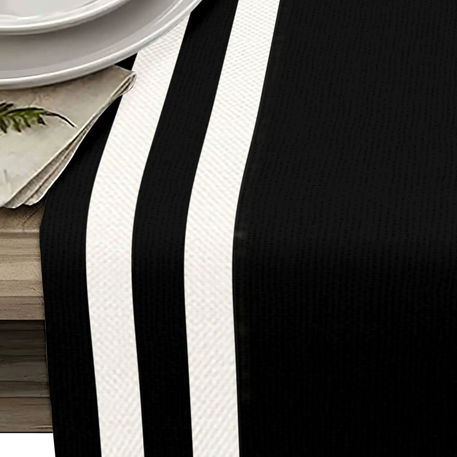 VIKAMA Tischläufer mit geometrischem Design in Schwarz-Weiß, Skandinavischer Stil, B/H: 90 x 33 cm, Maschinenwaschbar - Bild 5