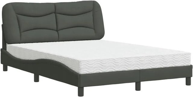 vidaXL Bett mit Matratze aus Stoff und Schaumstoff in Grau, B/T/H: 120 x 200 x 17 cm - Bild 1