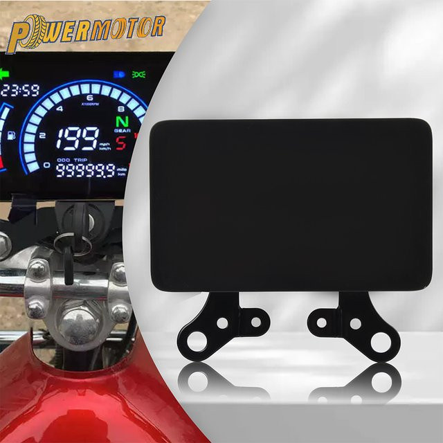 PowerMotor Digitaler Motorrad Tacho mit Halterung und Spannung Anzeige in Schwarz - Bild 1