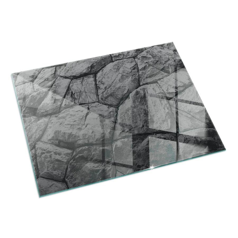Tulup Glasplatte für Kamin in Grau mit Natursteinmuster, B: 120 cm, H: 80 cm - Bild 2