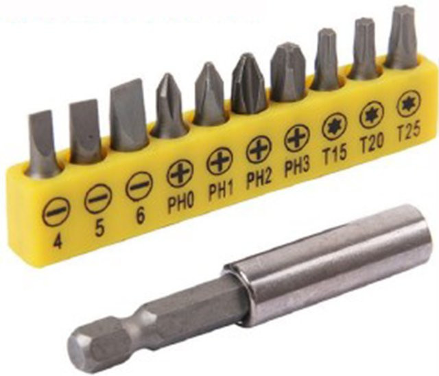 10er Set Kreuzschlitz Schraubendreher Bits mit 60 mm Verlängerung für Holzbearbeitung und Elektrowerkzeuge - Bild 1