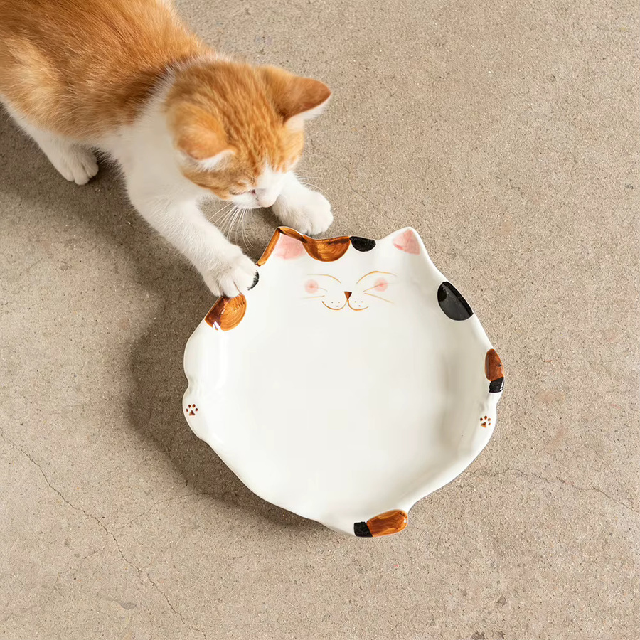 Multiyilego Keramik-Dessertteller in Katzenform im japanischen Stil, Durchmesser: 22,5 cm - Bild 2