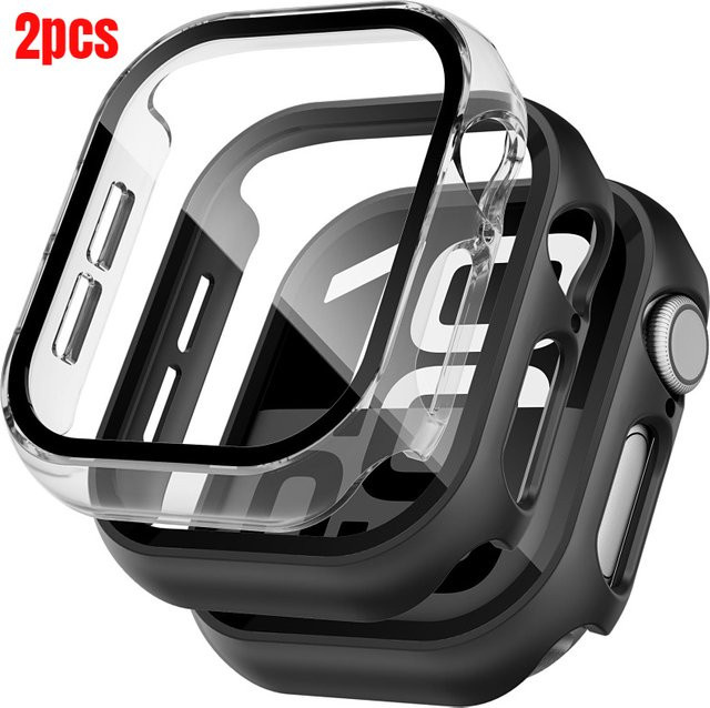 Apple Uhrenzubehör, 2er-Pack Gehärtetes Glas + Hülle, Schwarz, Unisex - Bild 1
