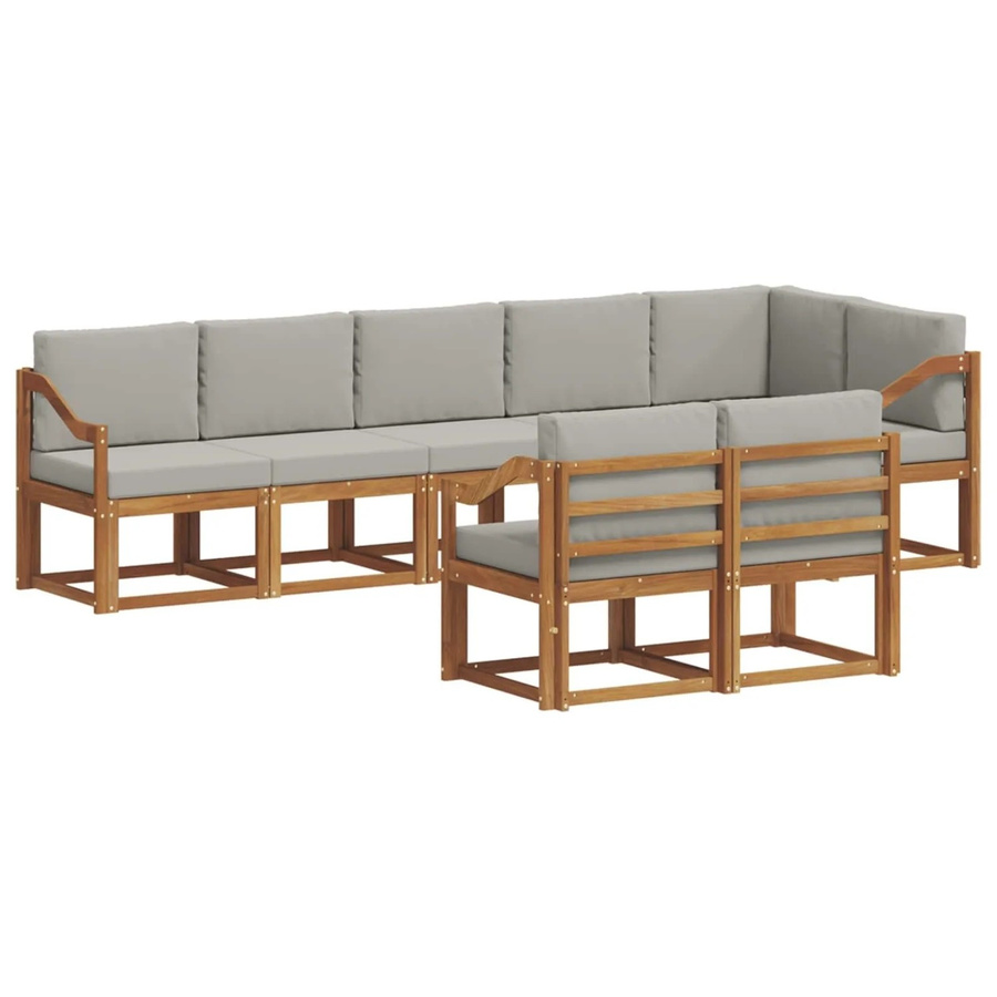 vidaXL Outdoor-Sofagarnitur in L-Form aus Akazienholz mit Kissen, Hellgrau - Bild 2