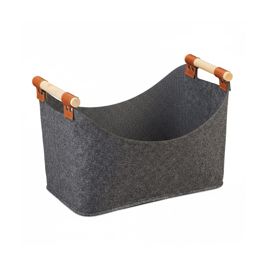 Relaxdays Filztasche aus Filz und Holz in Dunkelgrau, faltbar mit Holzgriffen, B/T/H: 27 x 40 x 22 cm - Bild 2