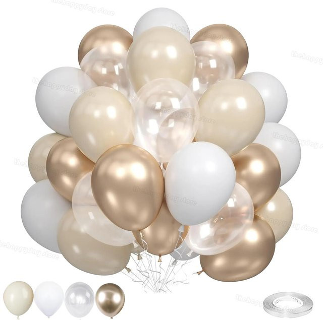 40 Stück MicroPlush Latex-Luftballons in Cremeweiß und Beige, runde Boho-Partydekoration für Hochzeit, Geburtstag oder Babyparty - Bild 1