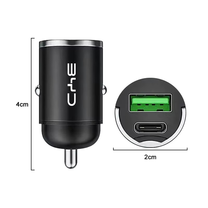 Mini-Autoladegerät für BYD Modelle mit USB-C Schnellladefunktion, 12-24V Zigarettenanzünder, Schwarz - Bild 2