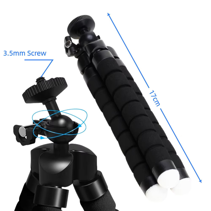 AKwing Tragbares Mini-Stativ für dein Smartphone in Weiß mit Halterungsclip und Oktopus-Funktion als Selfie-Stick und Einbeinstativ - Bild 2