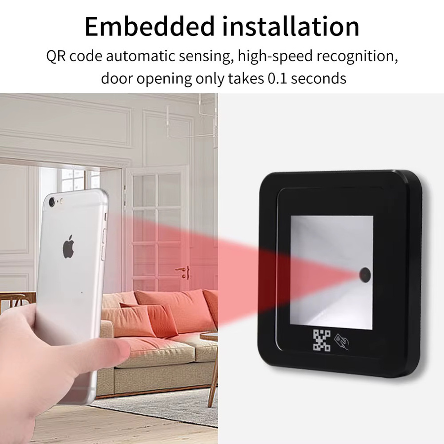 Asia-Teco QR-Code und RFID-Leser Schwarz mit 125 kHz EM, 13,56 MHz MF, USB, Wiegand, RS232 und RS485 für Zugangskarten und 2D-Barcodes - Bild 4