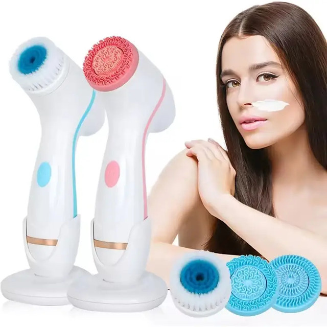 vilnason 3-in-1 Elektrische Reinigungsbürste, Gesicht, Unisex, Blau-Weiß - Bild 1