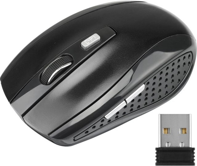 Kebidumei 2,4G Drahtlose Gaming Maus mit 1600 DPI, ergonomisches Design, 6 Tasten und leiser Klickfunktion in Schwarz - Bild 1