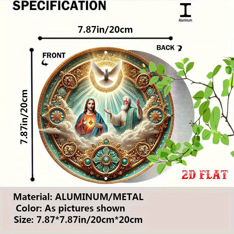 Potdemiel Rundes Aluminiumschild Heiliger Geist Religiöse Ikonographie Metallschild Mehrfarbig Durchmesser: 20 cm - Bild 2