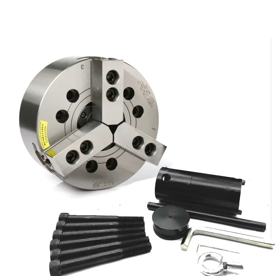 YUN DUAN Hydraulisches Spannfutter 8 Zoll mit Durchgangsloch für Hochgeschwindigkeits-CNC-Drehmaschinen, Farbe: Silber - Bild 2