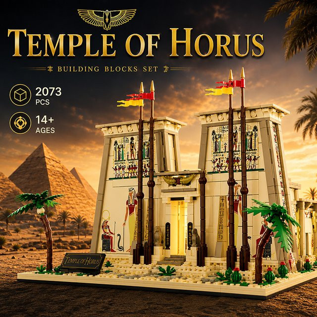 M MENBIS Ägyptischer Tempel, Baustein-Set, 2073 Teile, ab 14 Jahre - Bild 1