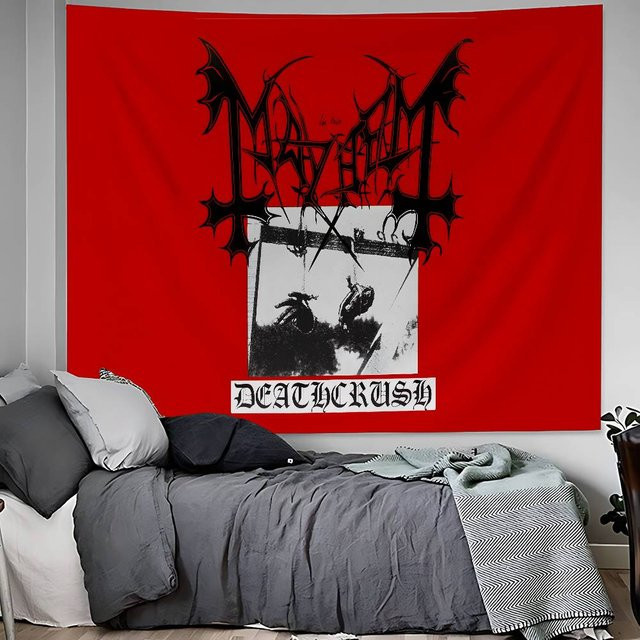 ZX Tapestry Mayhem Death Rock Band Wandbehang mit Grafikdesign in Rot, Breite: 74 cm, Höhe: 94 cm - Bild 1