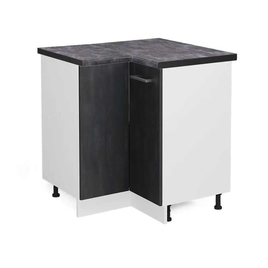 Vicco Eckunterschrank R-Line Küchen Eckschrank Schwarz Beton/Weiß Anthrazit B/T/H: 76 x 46 x 75,6 cm - Bild 2
