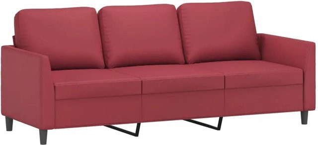vidaXL 3-Sitzer-Sofa in Weinrot mit Kunstleder und Metallrahmen - Bild 1