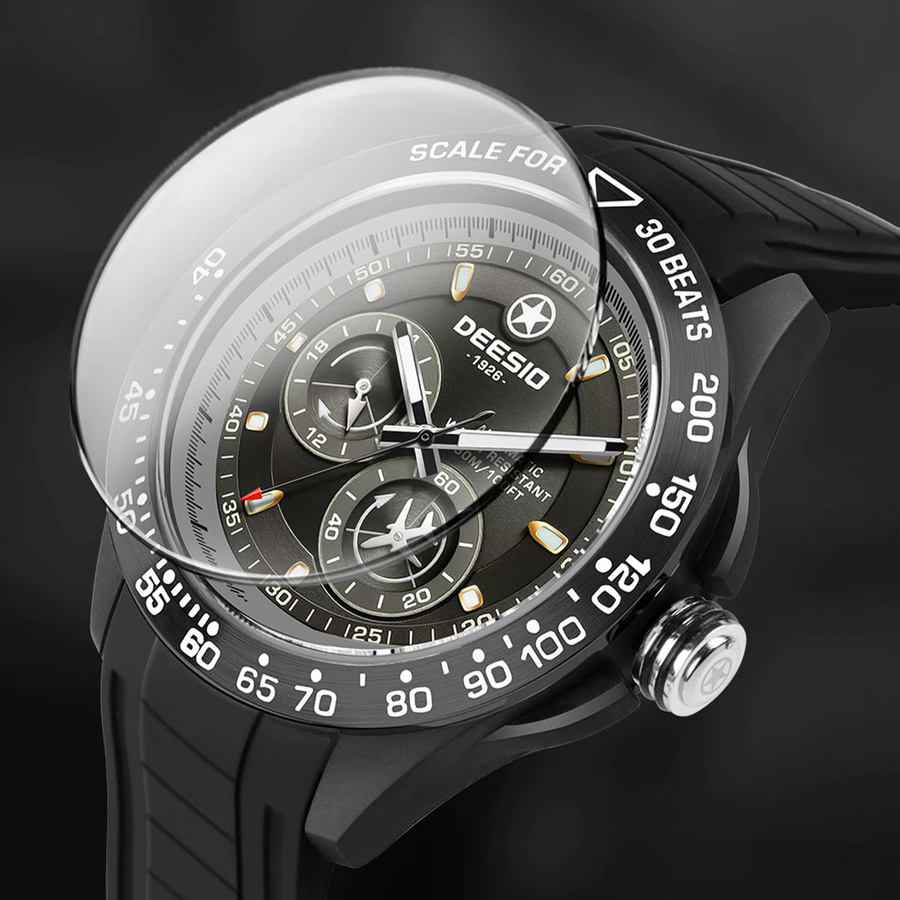 Deesio Armbanduhr Automatik, Edelstahl, Saphirglas, Schwarz, Herren - Bild 4