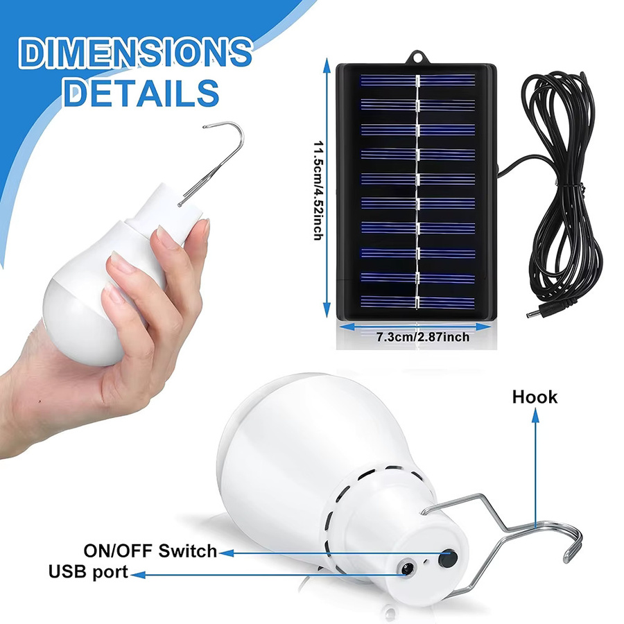2er-Set UMEXUS Solar LED Campinglampen mit Haken, weiß, kaltweißes Licht für Garten und Outdoor - Bild 4