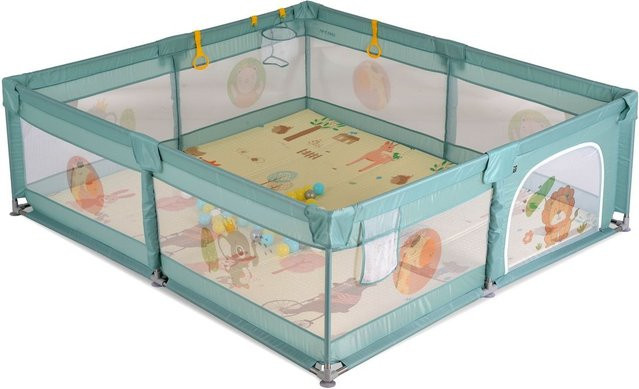 Moni Laufstall GameZone klappbar mit Bällebad, Basketballkorb und Spielmatte, grün, B/T: 180 x 180 cm - Bild 1