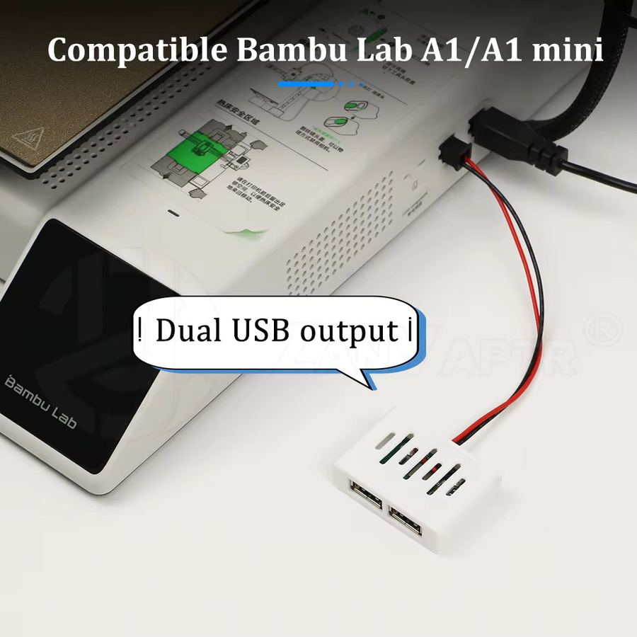 Bambu Lab Dual USB Netzteil für A1 und A1 mini sowie P1 und P1S 3D-Drucker in Weiß - Bild 2