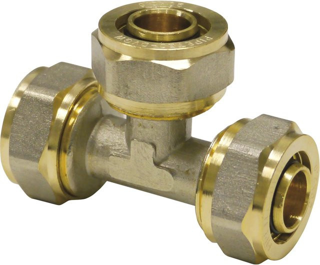 PIPETEC Schraub-T-Stück mit Mittelabgang aus Messing, vernickelt, Farbe Silber - Bild 1