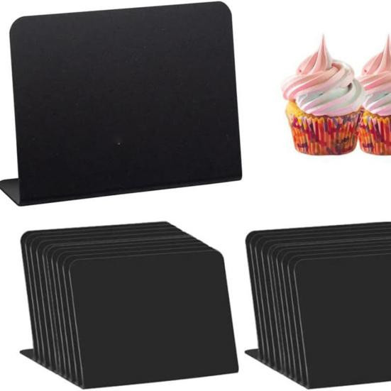 12er Set wiederverwendbare Mini Tafeln für Buffet und Lebensmittel in Schwarz und Weiß inklusive weißem Stift - Bild 3