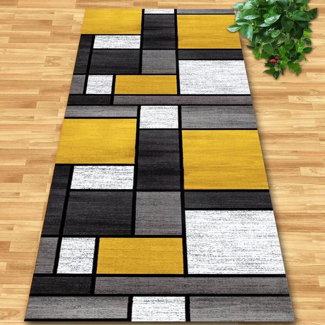 Moderner geometrischer Teppichläufer Karpetti, rutschfest und waschbar, Mehrfarbig, B/T: 90 x 300 cm - Bild 1