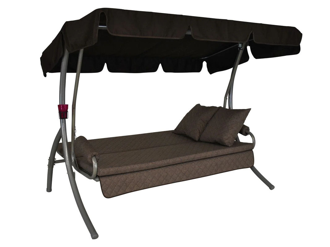 ANGERER Hollywoodschaukel LIVING 3-Sitzer in Taupe mit Sonnen canopy und Schlaffunktion - Bild 2