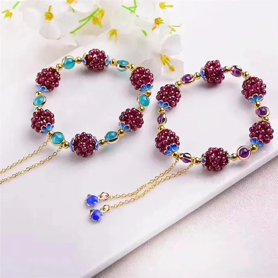 Armband mit Granatapfel-Blumen-Kugel, Gold, Tianhe-Stein - Bild 1