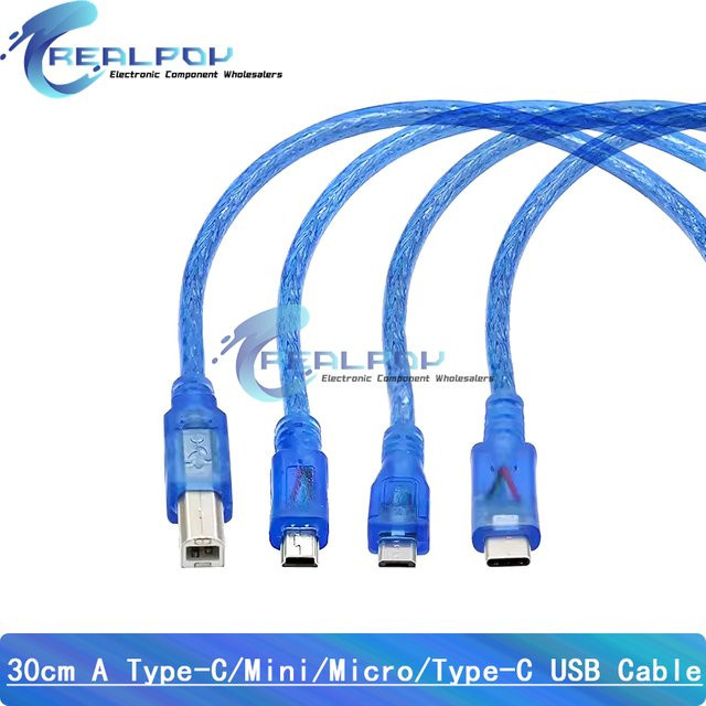 REALPOY USB Micro-USB Kabel Blau, 0,3 m Länge für Arduino Uno R3, Nano, MEGA 2560, Leonardo, Pro Micro und DUE - Bild 1