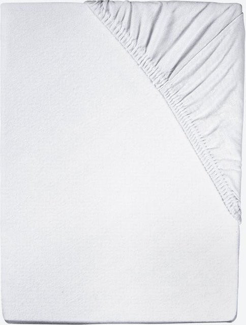 Jersey-Spannbetttuch aus Baumwolle in Weiß, B/T: 200 x 200 cm - Bild 1