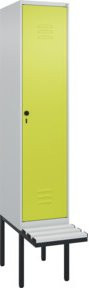 C+P Spind Classic PLUS Garderobenschrank mit Sitzbank, 1 Abteil, Lichtgrau, B: 212 cm, T: 40 cm, H: 81,5 cm - Bild 1