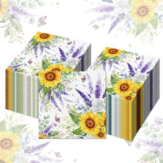 Sonnenblumen Servietten aus Papier für Geburtstag und Hochzeit als Partydekoration - Bild 1