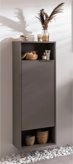 Fackelmann Midischrank B.Paris für das Badezimmer in Cubanit Grau, B/T/H: 40,2 x 32,0 x 125,7 cm - Bild 1