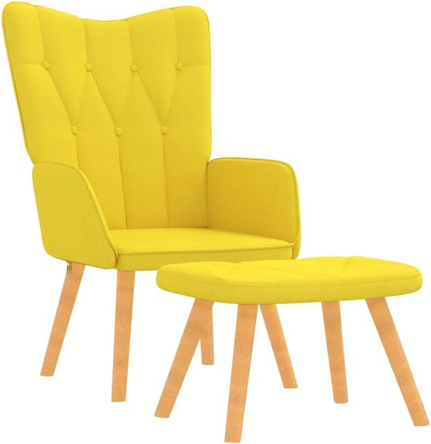vidaXL Relaxsessel mit Hocker in Gelb mit Stoffbezug und Armlehnen - Bild 1