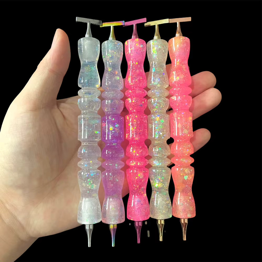 HOMFUN Diamant-Malstift mit Metall-Schraubgewinde und Resin-Spitze in Lila und Multicolour für Diamond Painting Zubehör - Bild 2