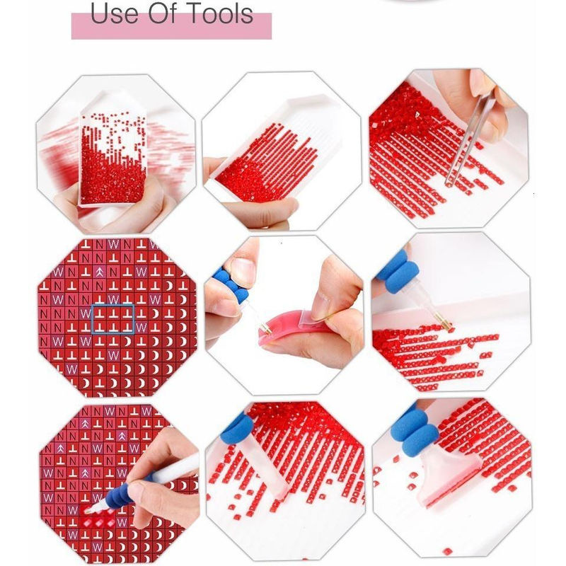 FIYO 5D DIY Diamond Painting Set Hai Motiv, Mehrfarbig und Weiß, B: 70 cm, H: 50 cm - Bild 4