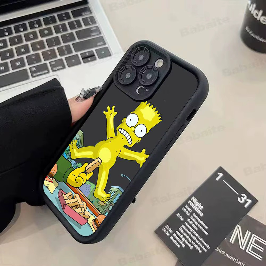 Funny Cartoon Simpsons Handyhülle aus Silikon für iPhone 11 bis iPhone 17 Pro Max in Schwarz - Bild 3