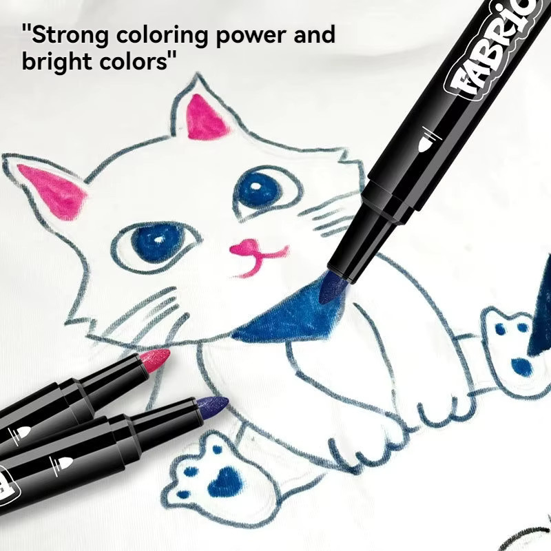 Hopk Stoffmarker-Stifte-Set mit 24 Farben, permanente Textilmarker mit Feinspitzen für Kinder, T-Shirts und Schuhe, Mehrfarbig - Bild 3