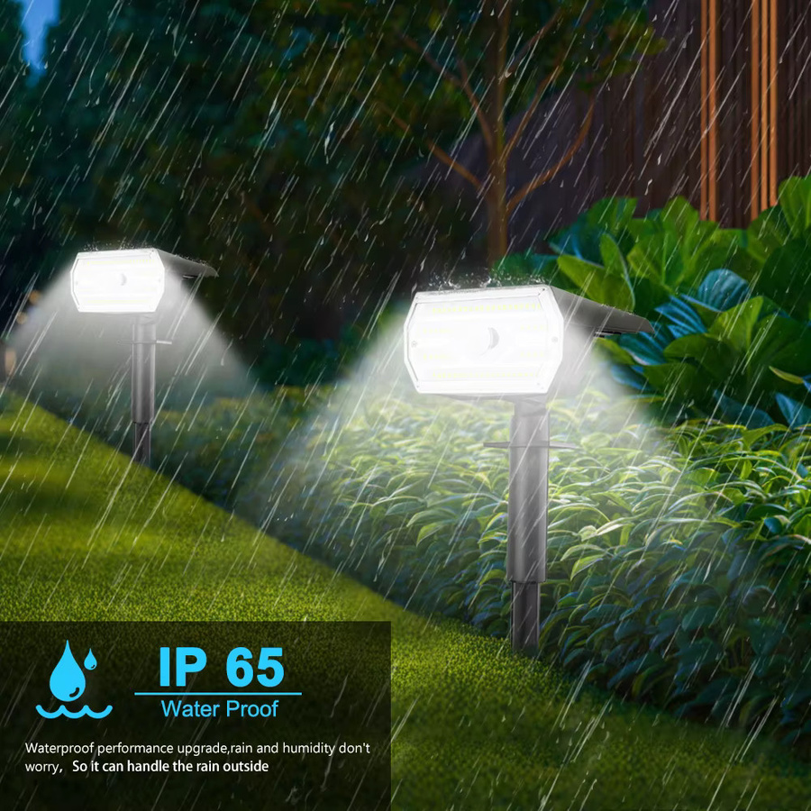 Solar-Außenstrahler mit Bewegungsmelder und 60 LEDs in Schwarz, wasserdichte Solar-Wandleuchte für Garten, Hof und Gehweg mit 3 Modi - Bild 2
