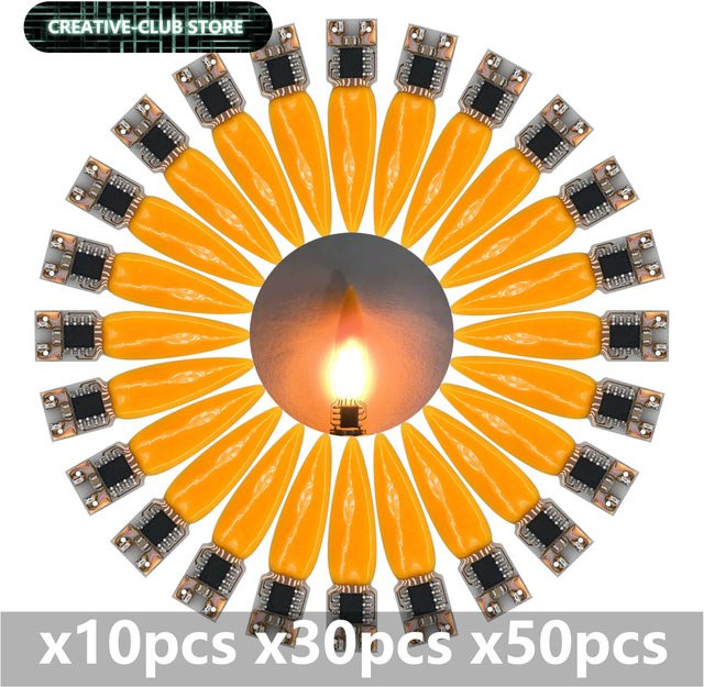 DT&ZM DC 3V Feuerflammen-LED-Dochte für LED-Kerzen in Orange mit Flackernd- und Immer-An-Modus für DIY-Projekte - Bild 1