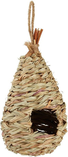Relaxdays Vogelnest aus Stroh in Natur Beige zum Aufhängen, B: 29 cm, T: 12 cm, H: 1 cm - Bild 1