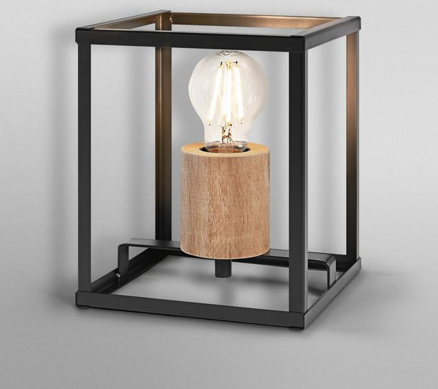 Ledvance Decor Nairobi Tischleuchte in Schwarz aus Metall und Holz im Industrial-Design mit E27 Fassung, Höhe: 20,3 cm - Bild 1